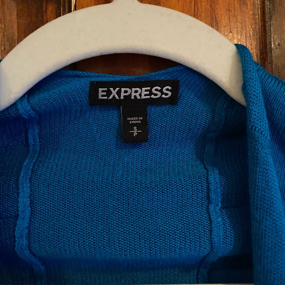 Express Open Sweater Cardigan Teal Lightly Ribbed/Textured Half Sleeve Small (S) - Picture 3 of 7